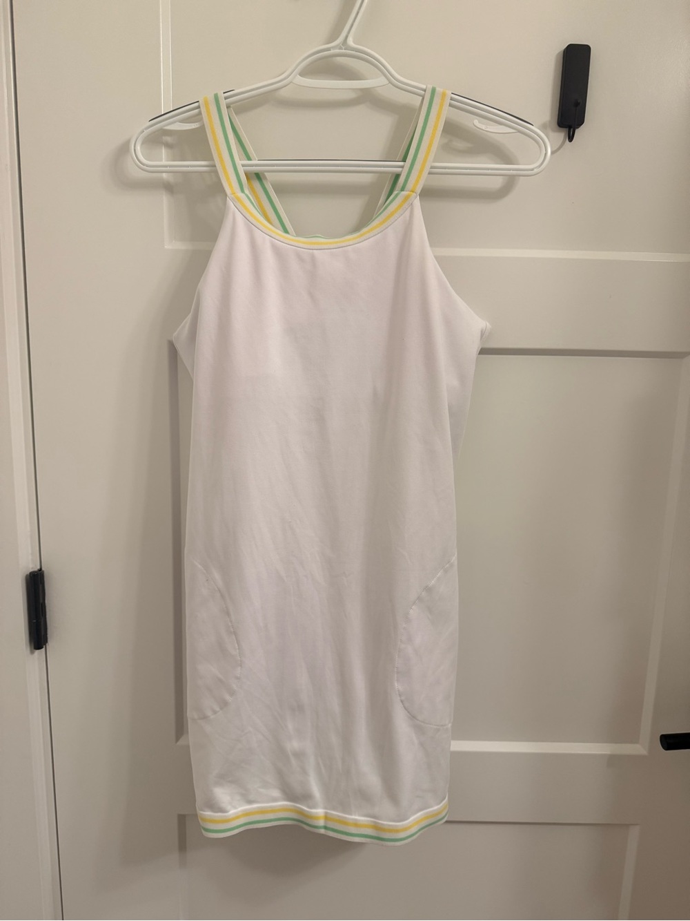 Barstool Sports Women’s White Tank Dress with Yellow & Green Trim
